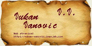 Vukan Vanović vizit kartica